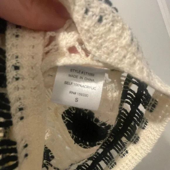 Chic Crochet Sweater in Black and Cream - Picture 5 of 6